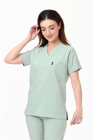 UltraLycra Spaniard - Likralı Doktor Hemşire Tek Üst Forma (KADIN), Su Yeşili