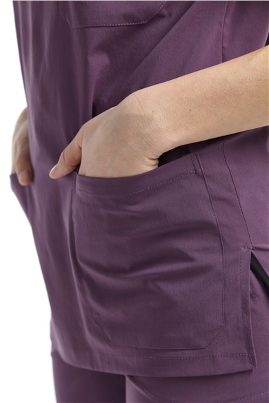 UltraLycra Spaniard - Likralı Doktor Hemşire Scrubs Tek Üst Cerrahi Forma (KADIN), Gül Kurusu