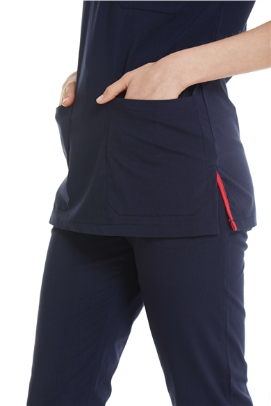 UltraLycra Spaniard - Likralı Doktor Hemşire Tek Üst Forma (KADIN), Lacivert