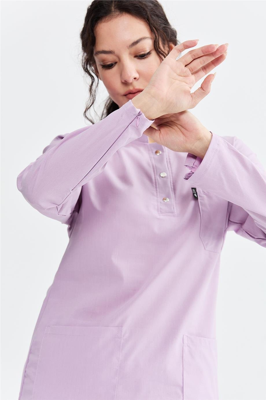 UltraLycra Modest - Likralı Doktor Hemşire Tesettür Tek Üst Forma, Lila