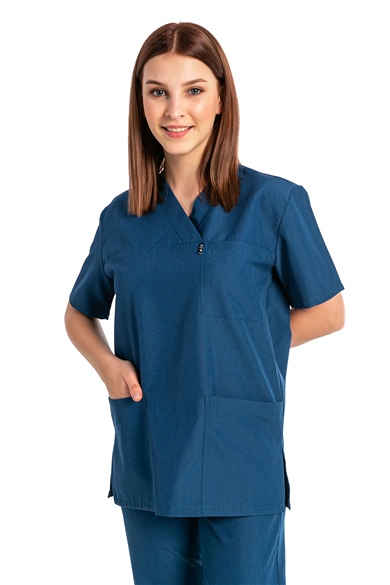 GoldAlpaka Basic - Doktor Hemşire Forma Takımı, Mavi