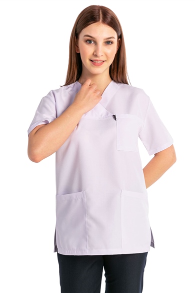 GoldAlpaka Basic - Doktor Hemşire Forma Takımı, Beyaz-Lacivert