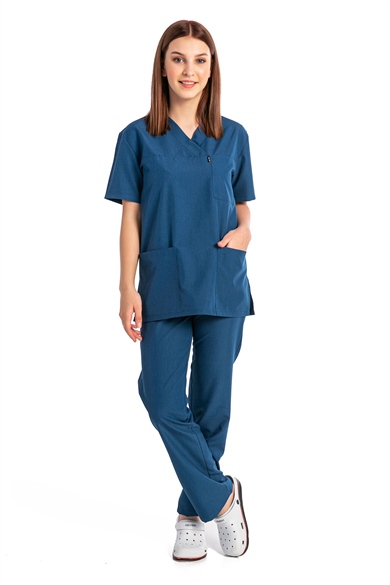 GoldAlpaka Basic - Doktor Hemşire Forma Takımı, Mavi