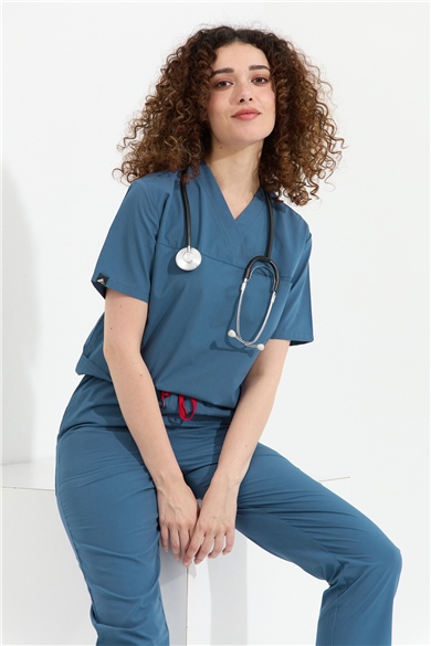 TerryCotton Basic - Doktor Hemşire Forma Takımı, İndigo