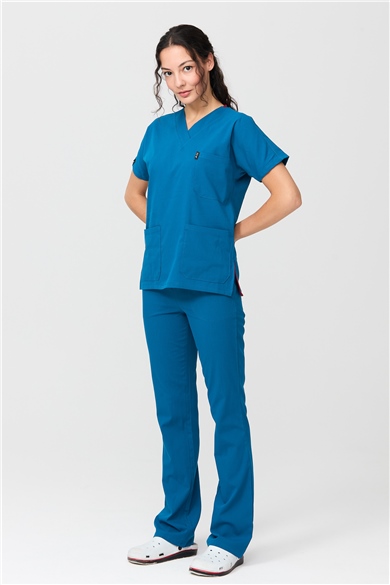 UltraLycra Spaniard - Doktor Hemşire Forma Takımı (KADIN), Petrol Mavi
