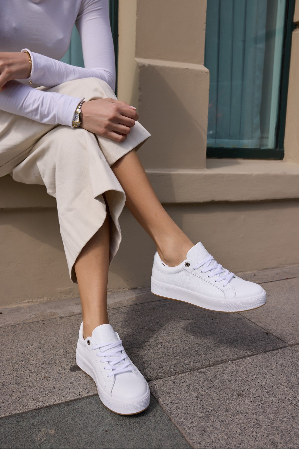 ZALVİRO KADİN BEYAZ GERCEK DERİ SNEAKER