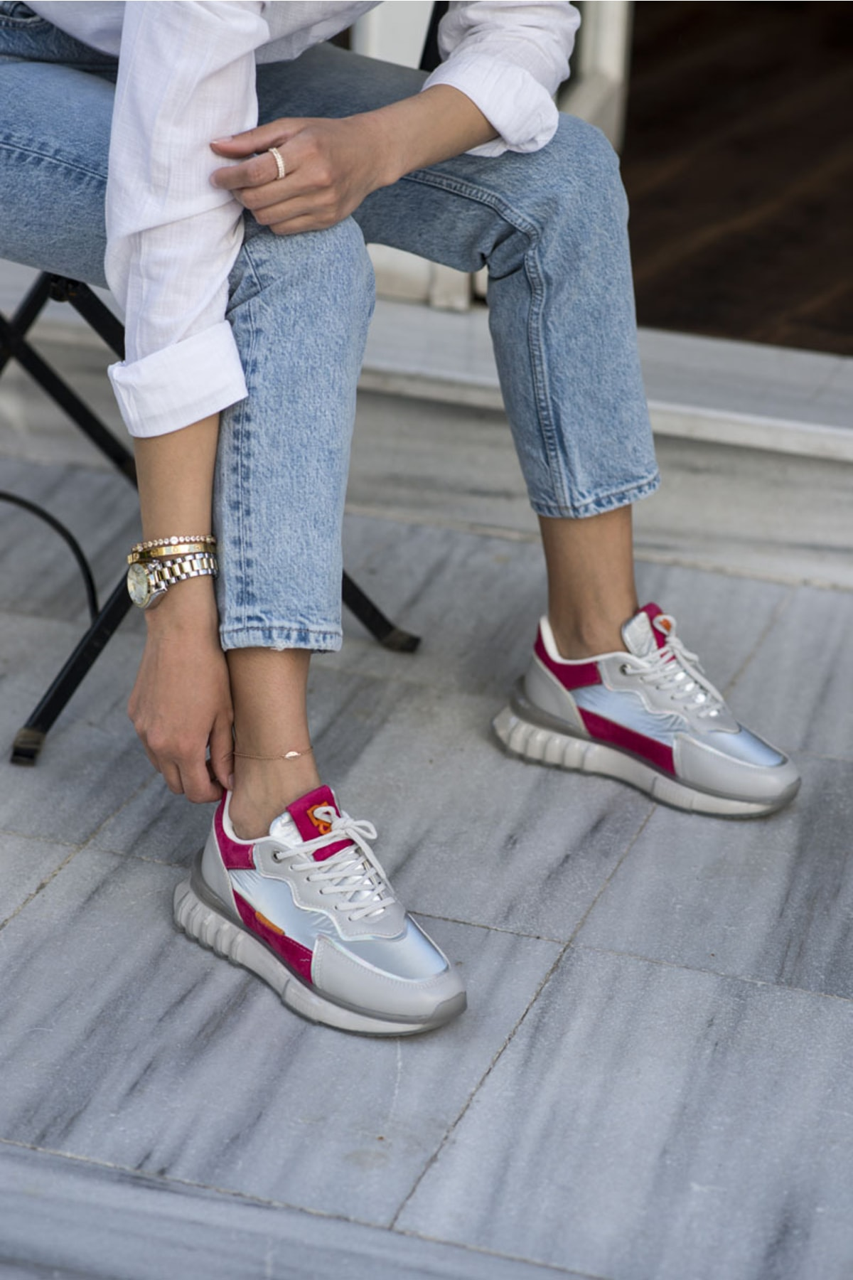 Teresa Kadın Gri Fusya Airtaban Sneaker