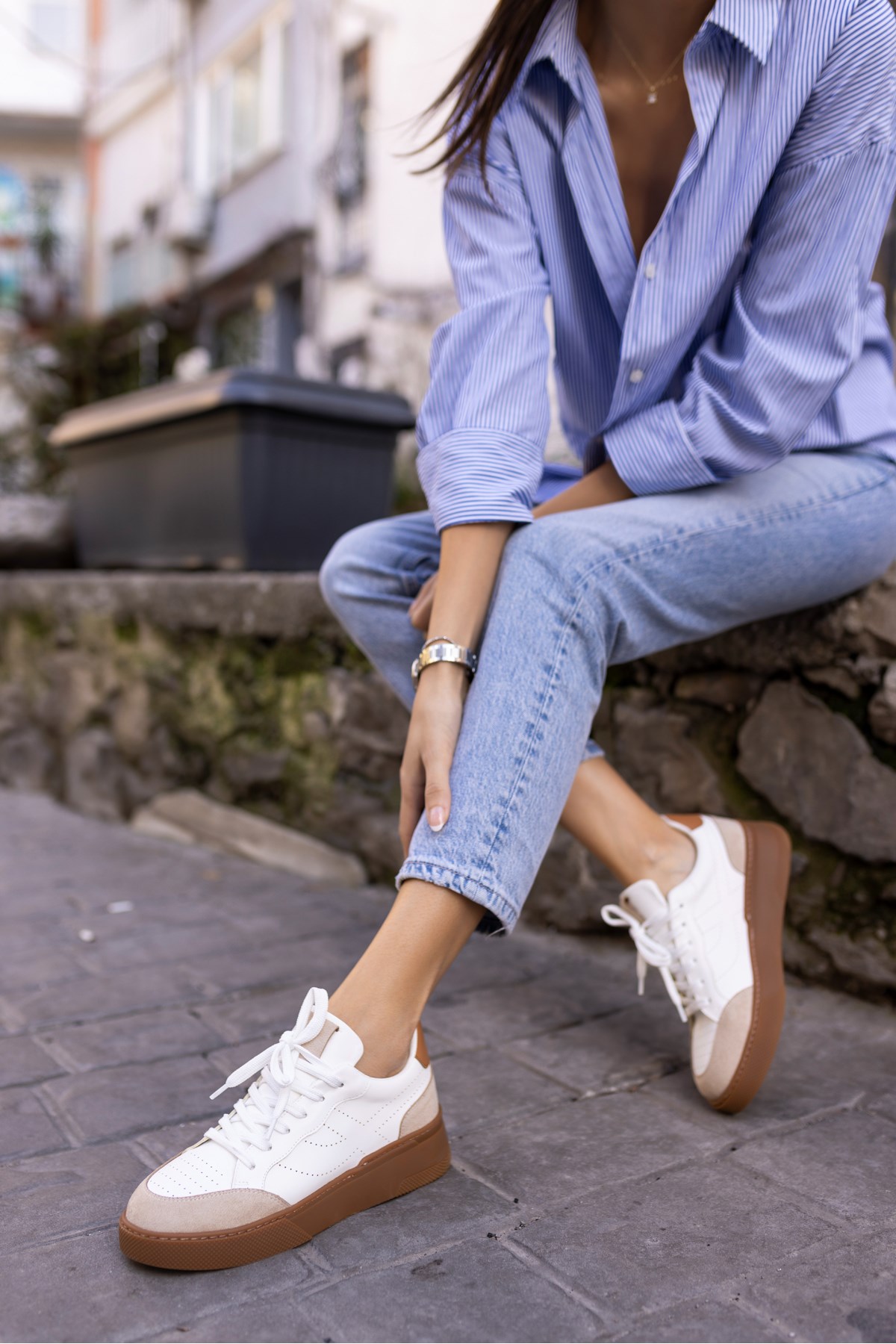 GORDON KADIN BEYAZ SUET GARNILI SNEAKER