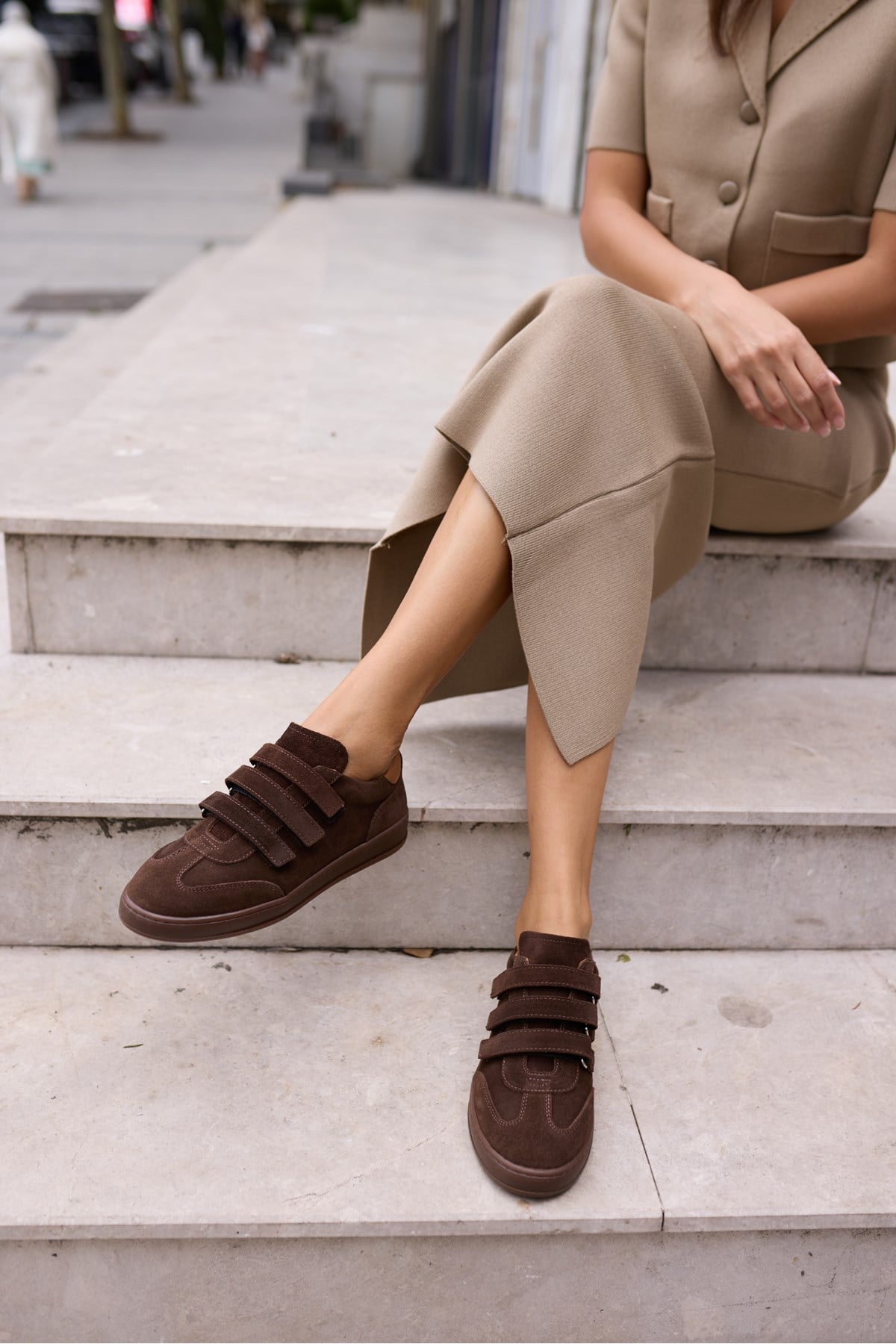 JOLANTA KADIN KAHVERENGİ CİRTLİ SUET SNEAKER