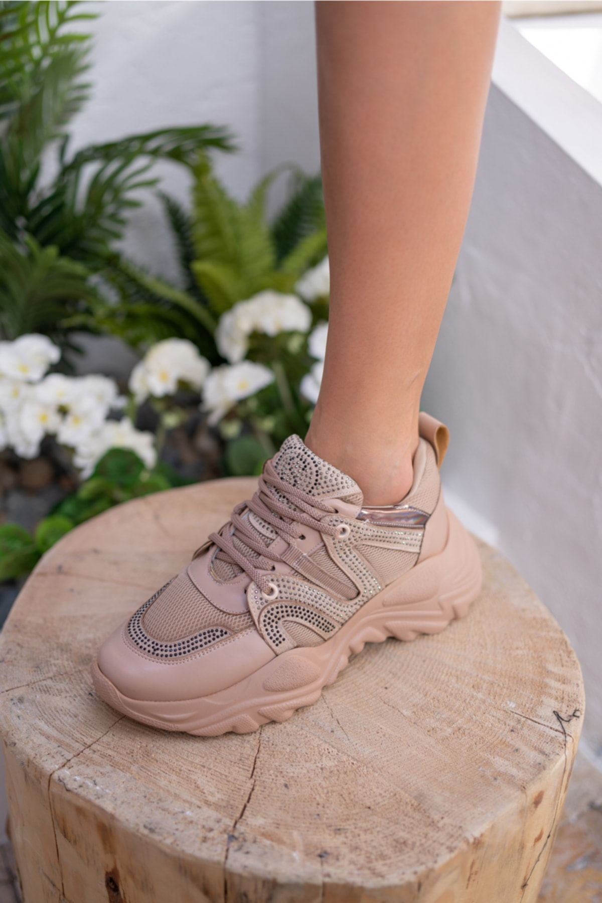 Georgi Kadın Nude Taş Detay Sneakers
