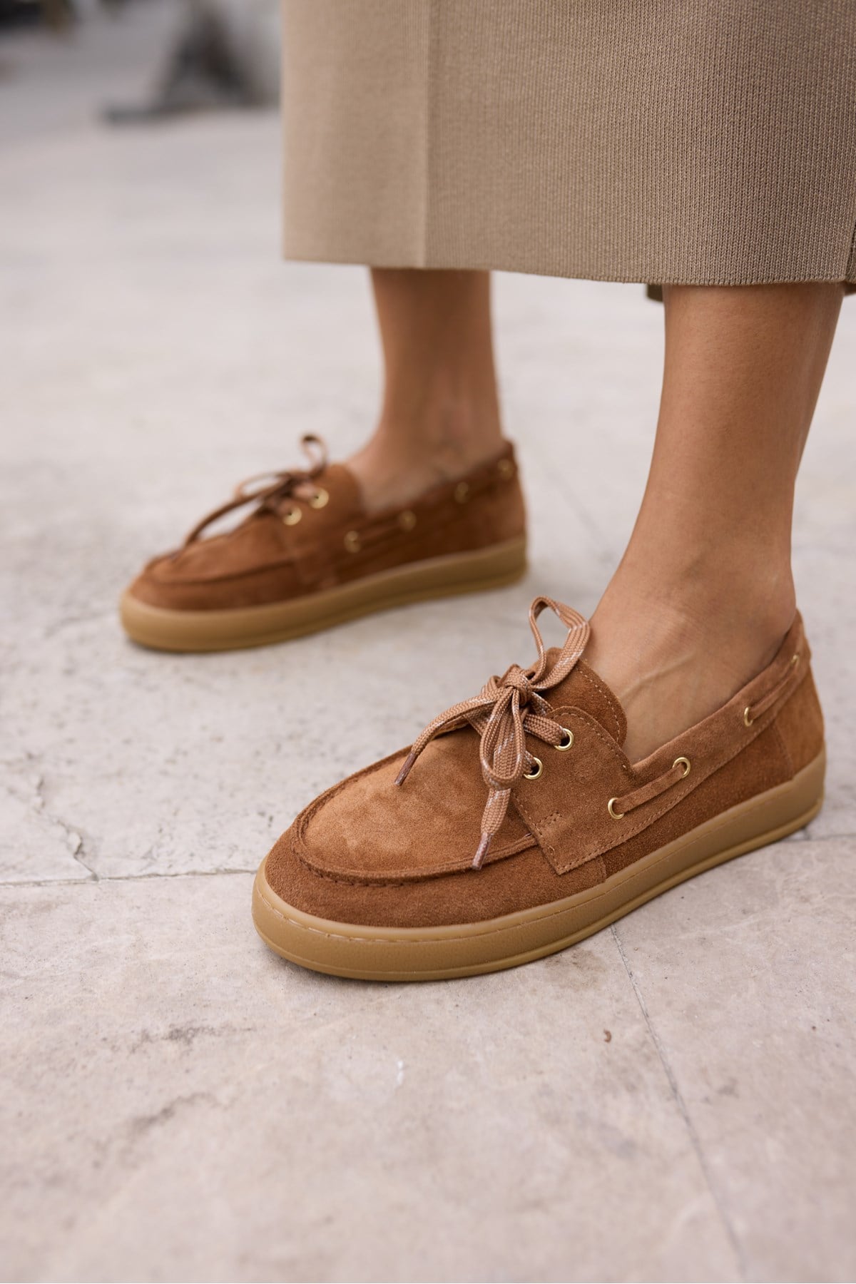 CANDELA KADİN TABA GERCEK SUET LOAFER AYAKKABİ