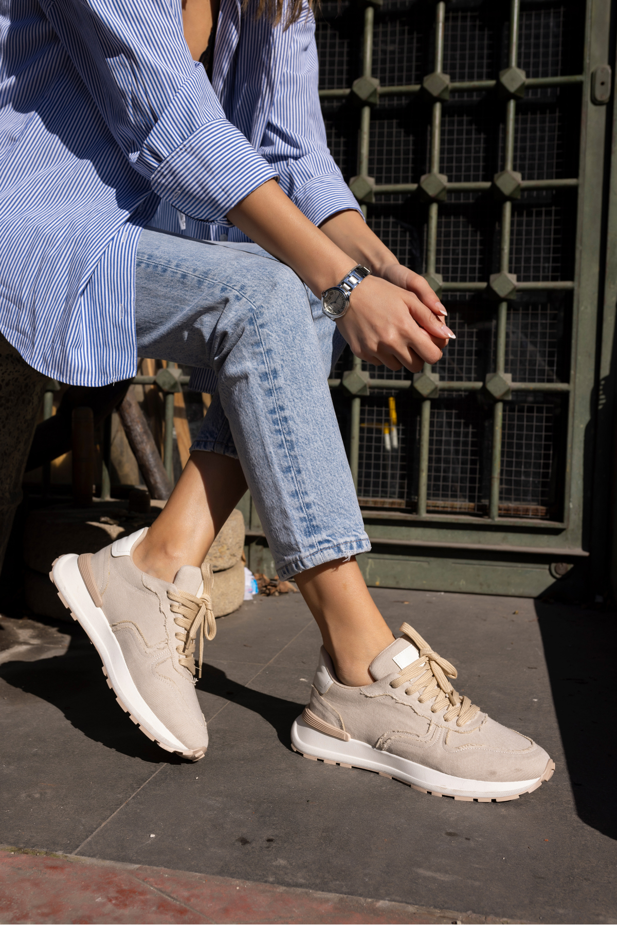 ROBİ KADİN SİYAH KETEN SNEAKER