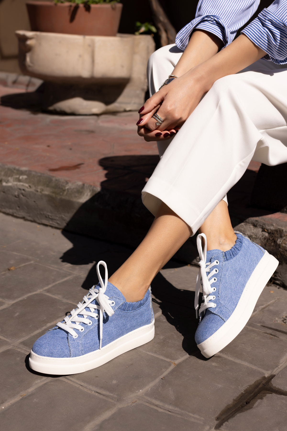 GWEN KADIN BEJ KETEN LASTIKLI SNEAKER