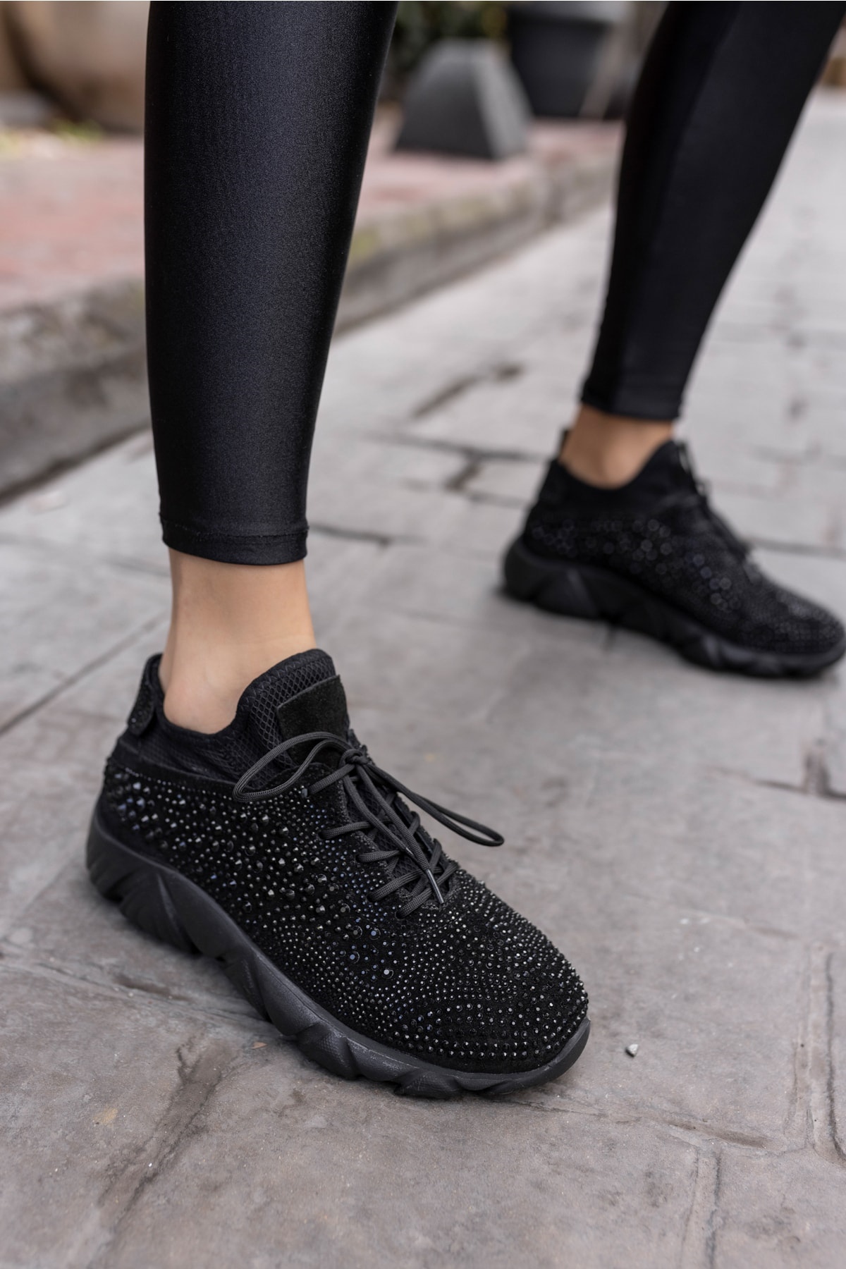Leva Kadın Gri Taş Detay Eva Taban Sneaker