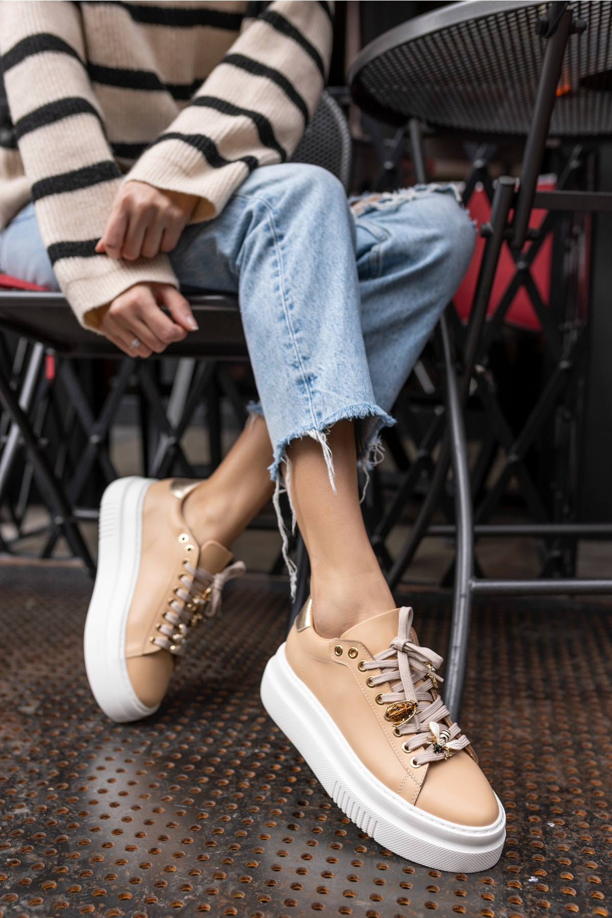 Poll Kadın Nude Bagcık Kısmı Aksesuar Detay Sneakers