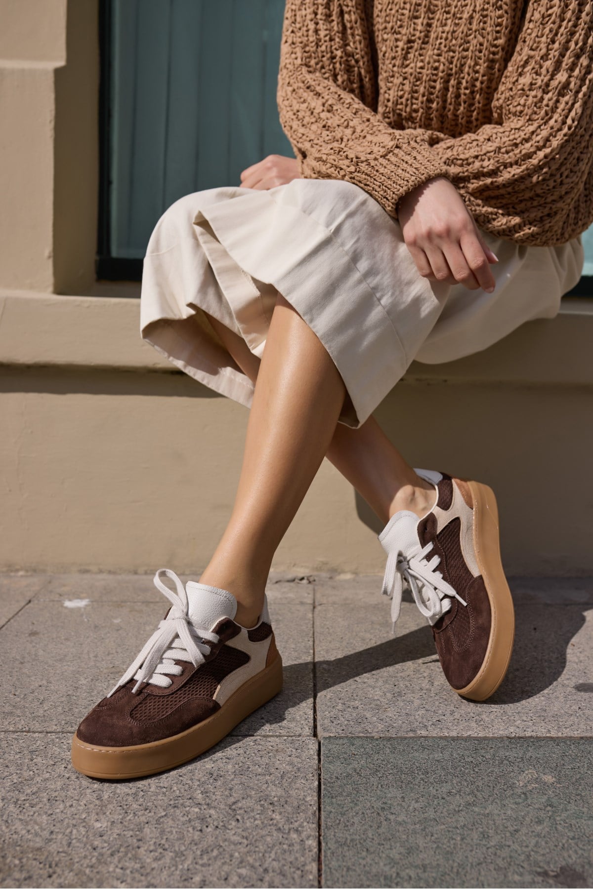 ALCOY KADİN KAHVE GERCEK DERİ SUET SNEAKER