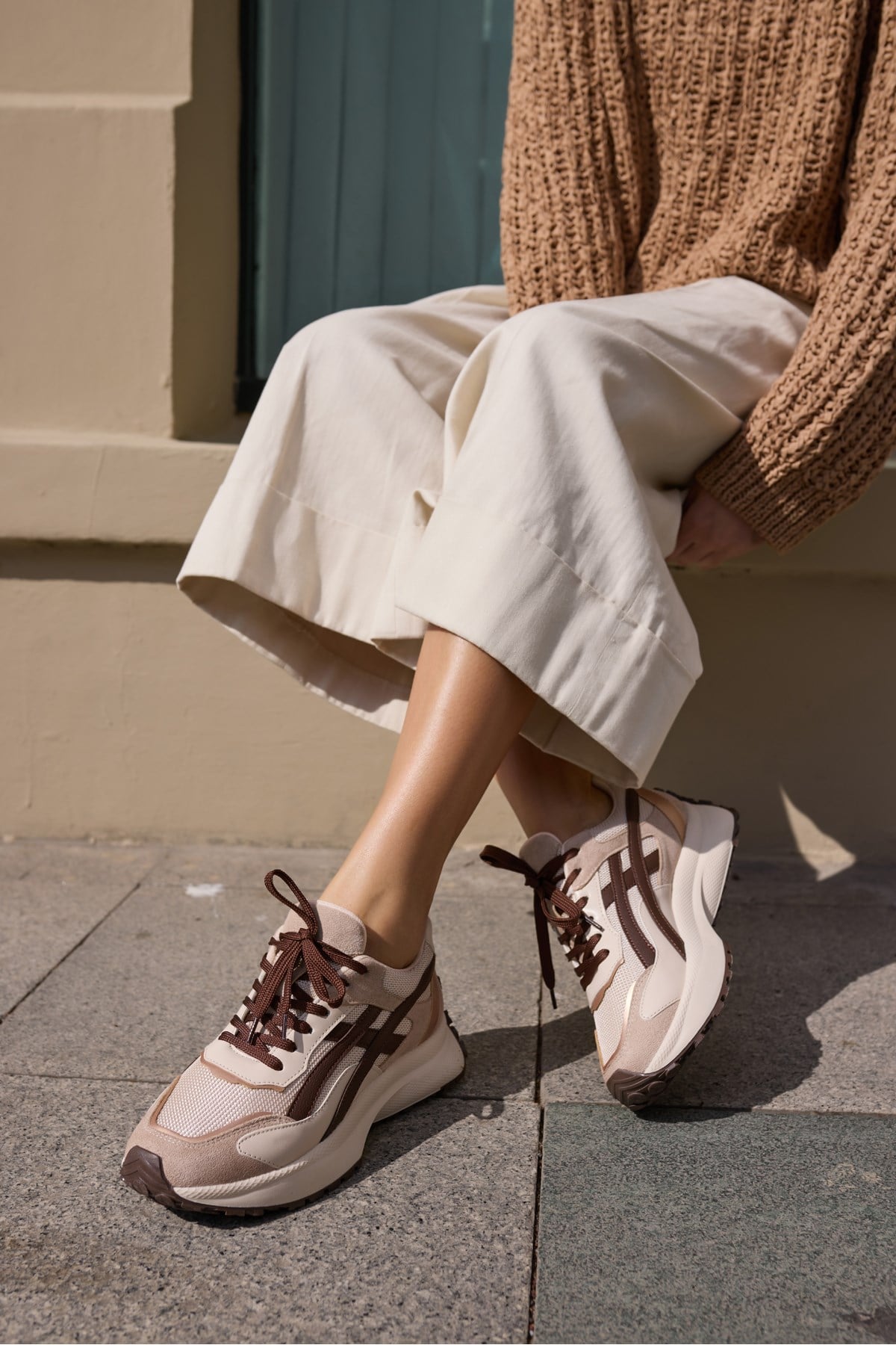 BRALİTO KADİN BEJ KAHVE GEÇİSLİ RAHAT TABAN SNEAKER