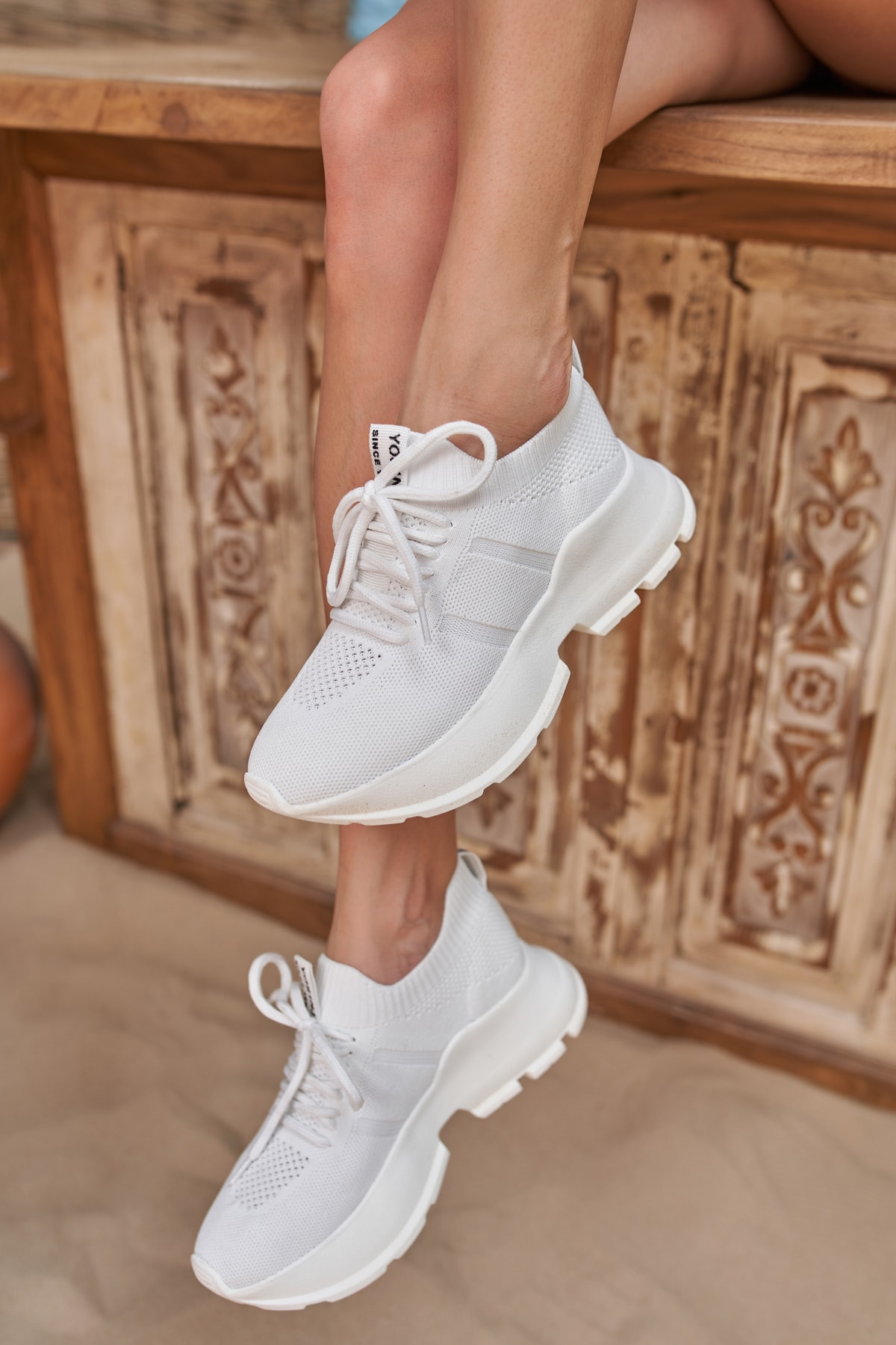 Giulla Kadın Beyaz Trıko Sneakers