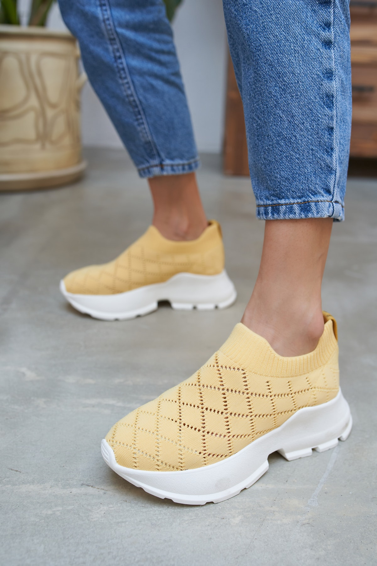 Alice Kadın Sari Trıko Sneakers