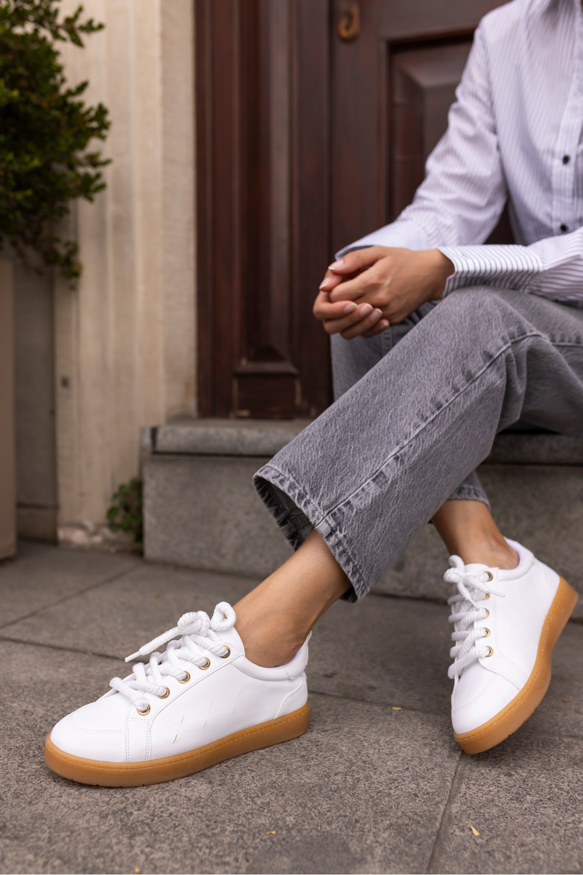 Fuedi Kadin Gümüş Örgu Ip Tarzi Sneaker