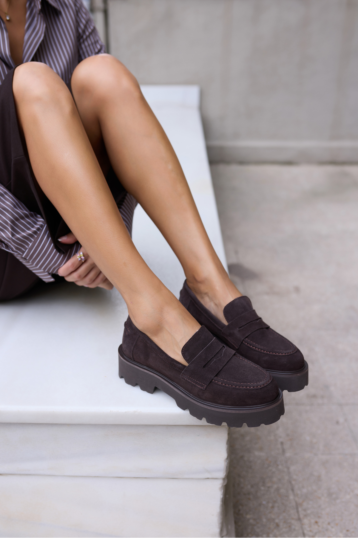 ALBERTO KADIN VİZON GERCEK SUET LOAFER AYAKKABİ