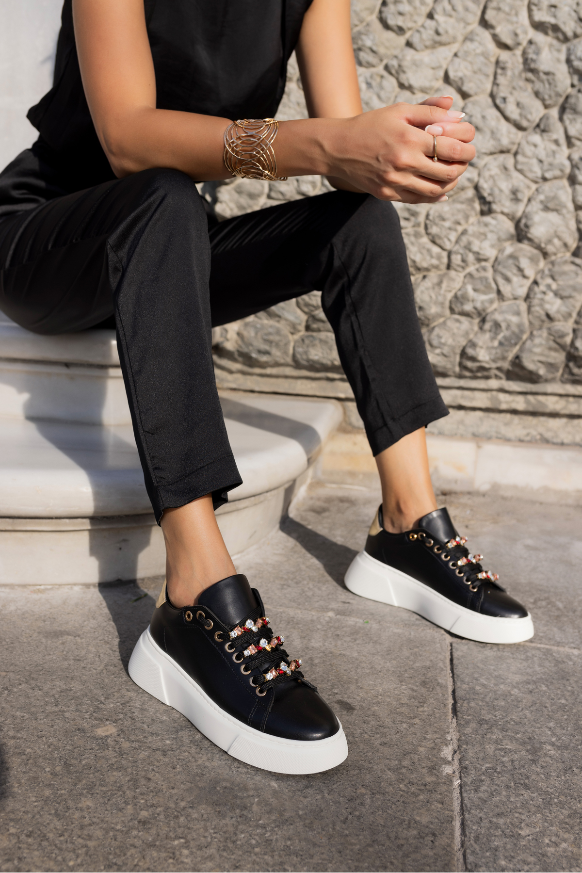 DONALD KADIN BEYAZ BAGCIK TAŞ DETAY SNEAKER