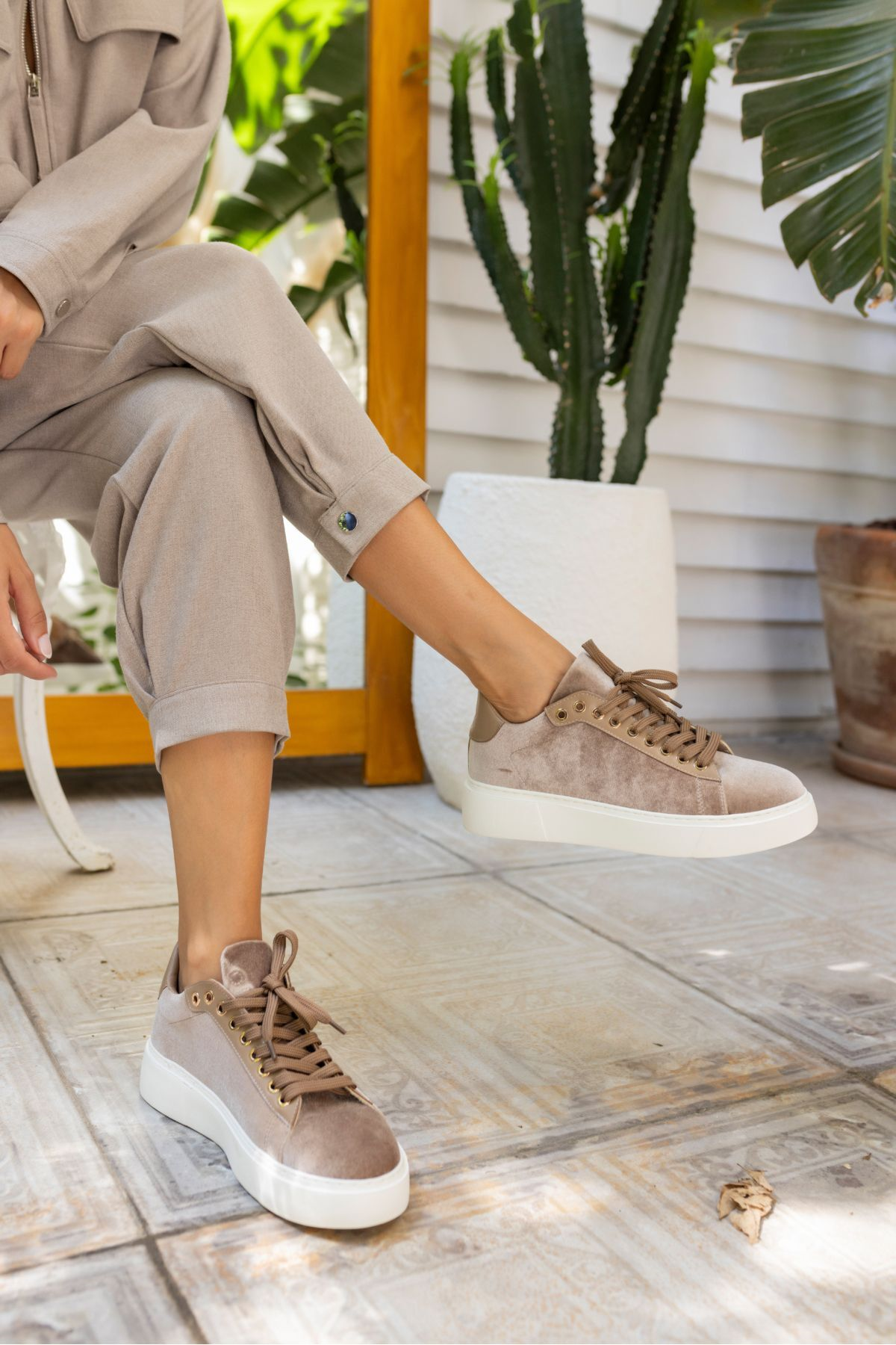 SANDY KADİN VIZON SUET KADIFE EVA TABAN SNEAKER