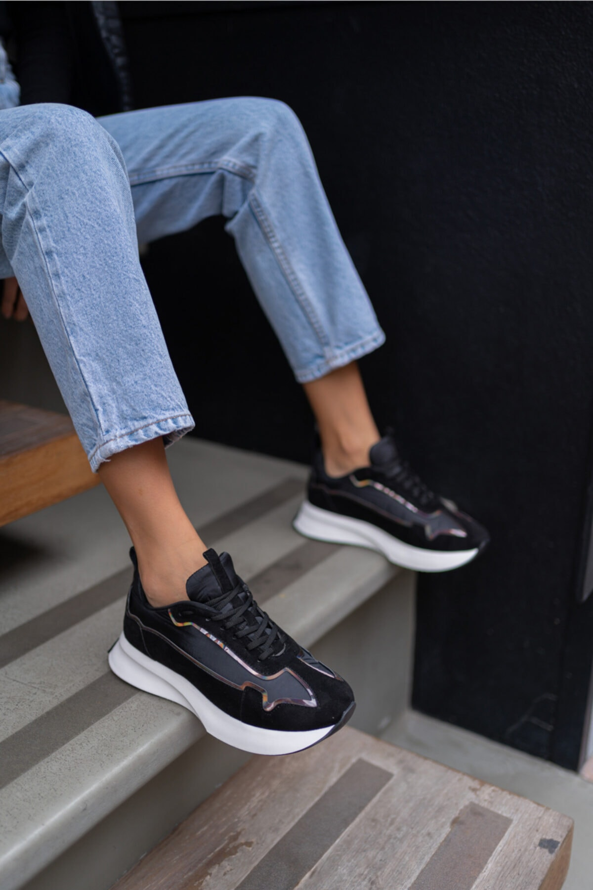 Tody Kadın Siyah Vegan Suet Sneakers