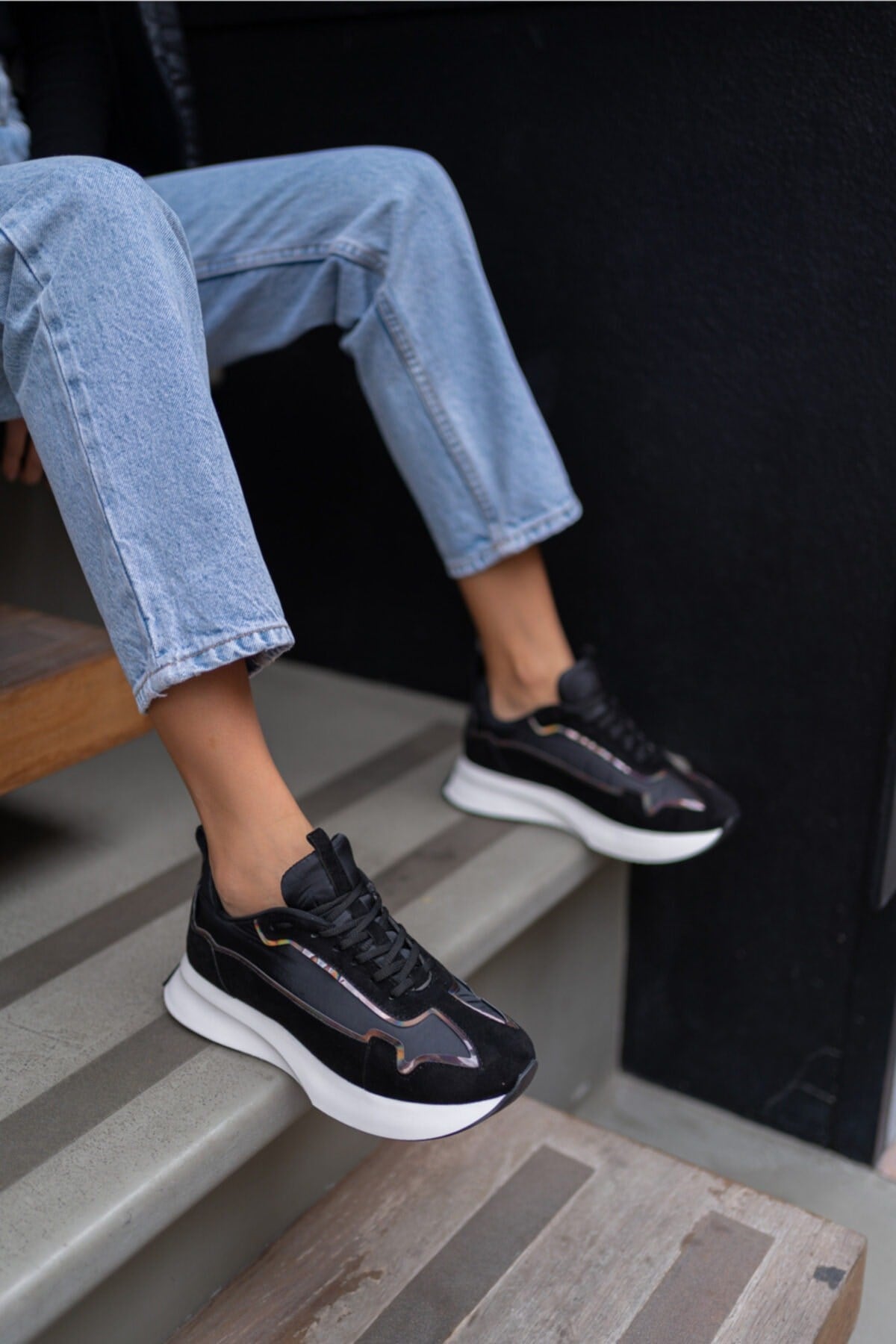 Tody Kadın Siyah Vegan Suet Sneakers