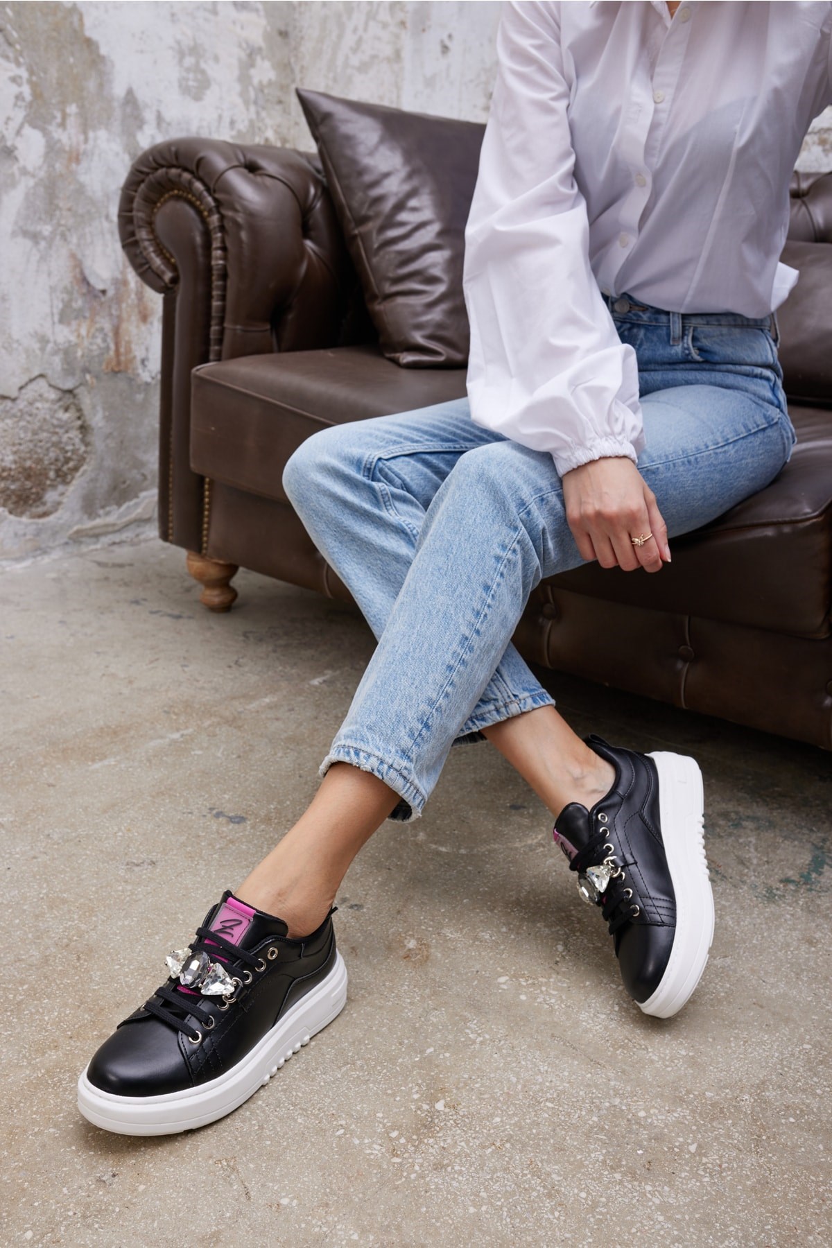 Jutta Kadın Siyah Taş Detay Sneaker