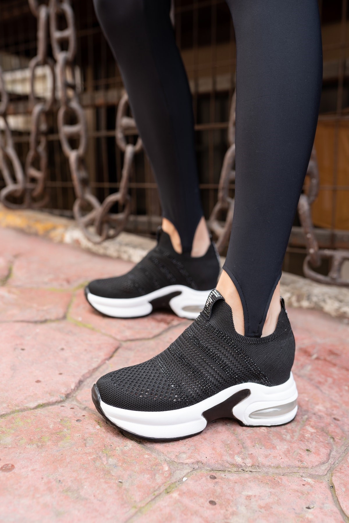 Sabina Kadın Siyah Taş Detay Gızlı Topuk Sneakers