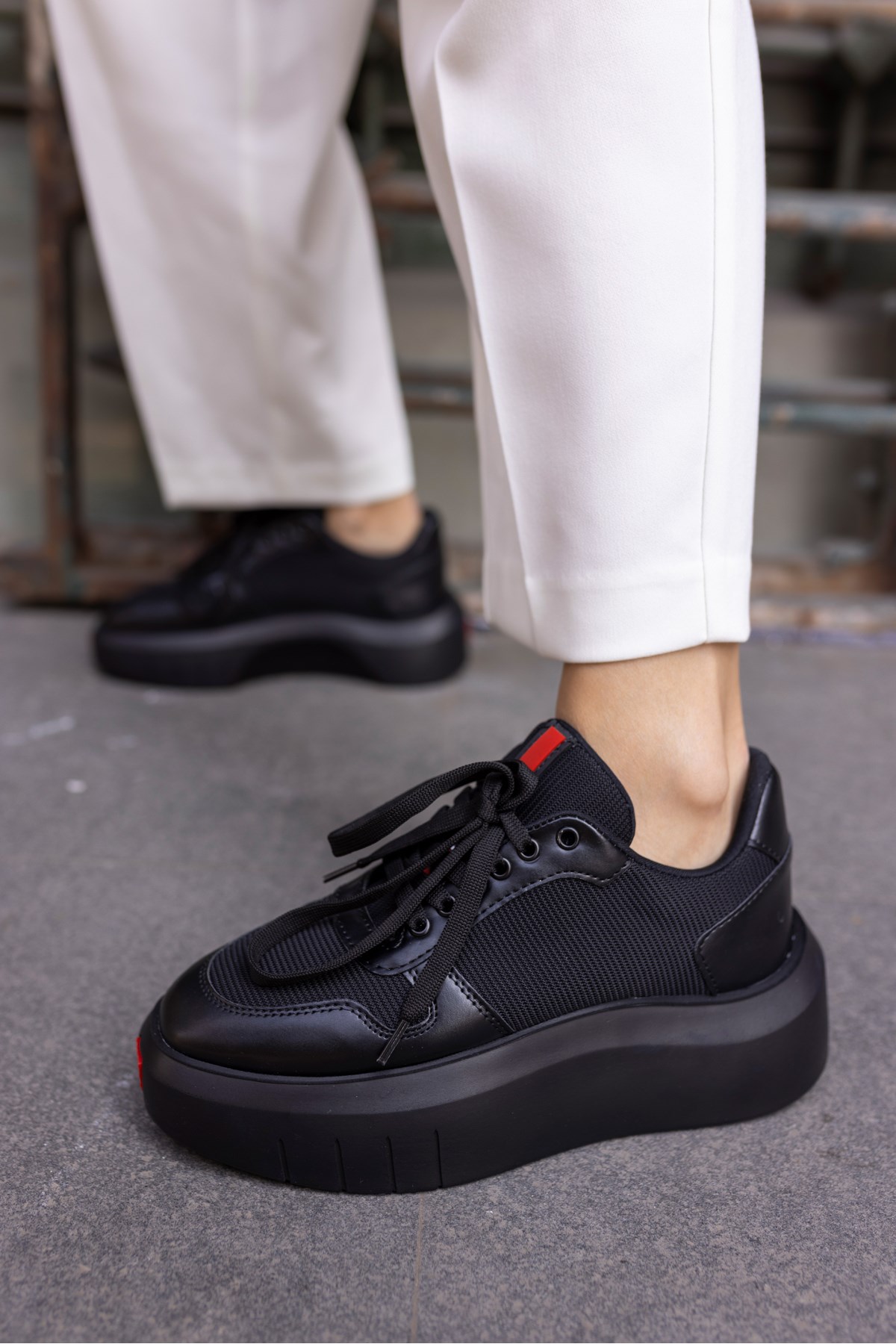BUMMER KADİN SİYAH CİLT 5 CM TOPUK BOYU SNEAKER