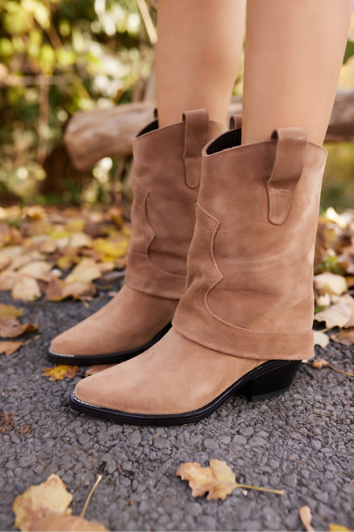 SİENTO KADIN NUDE SUET WESTERN BOT