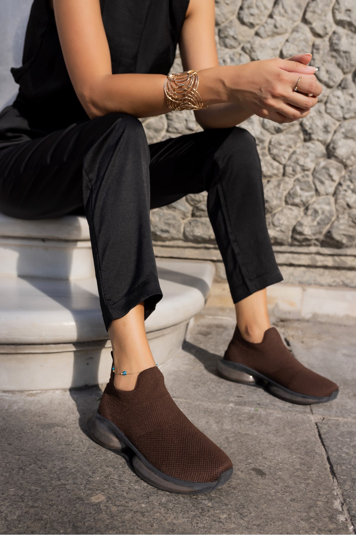 KİAHH KADİN KAHVE TRIKO AİR TABANLİ SNEAKER