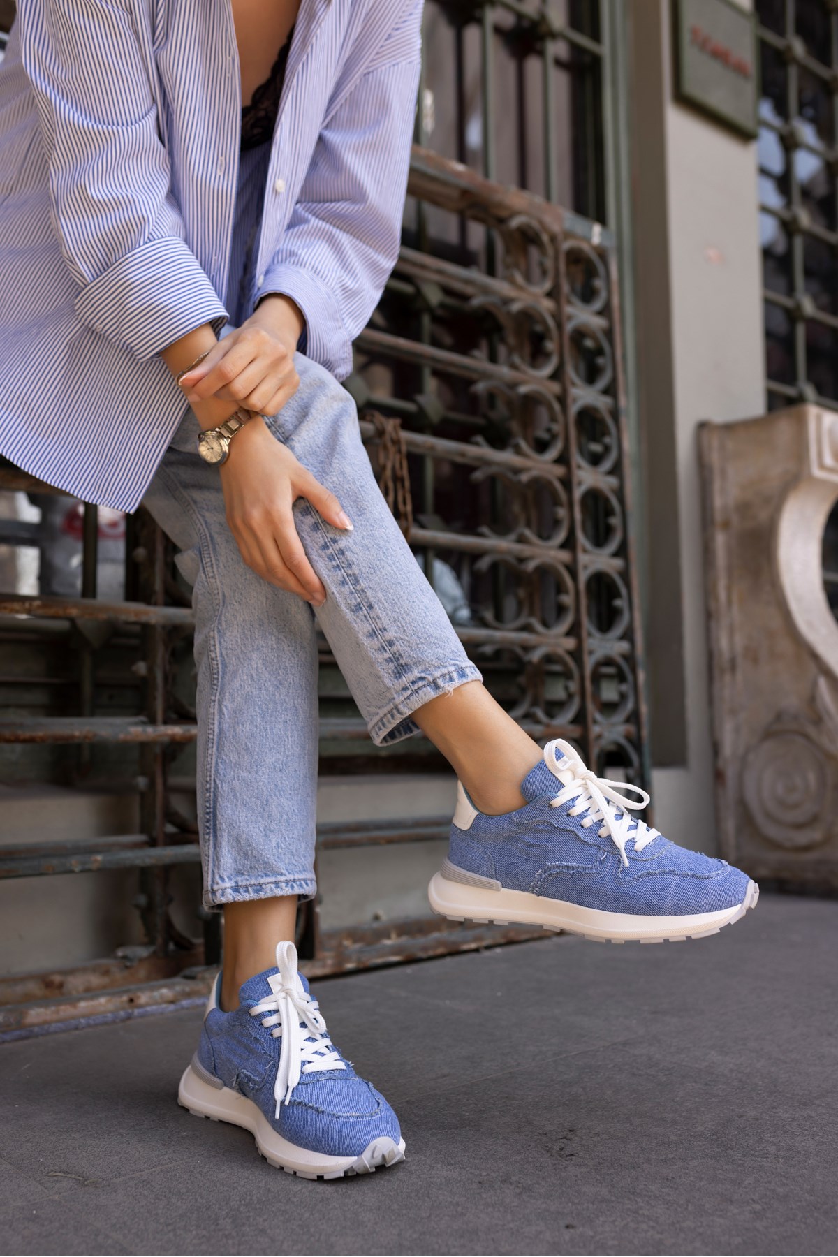 ROBİ KADİN AÇİK KOT KETEN SNEAKER AYAKKABİ