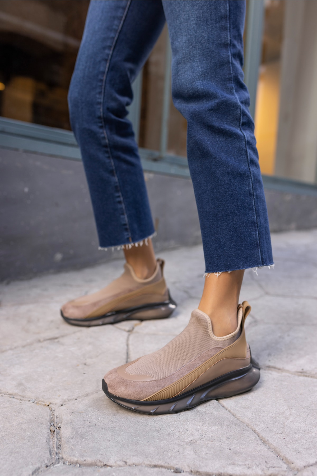 Calole Kadın Vizon Çorap Sneakers