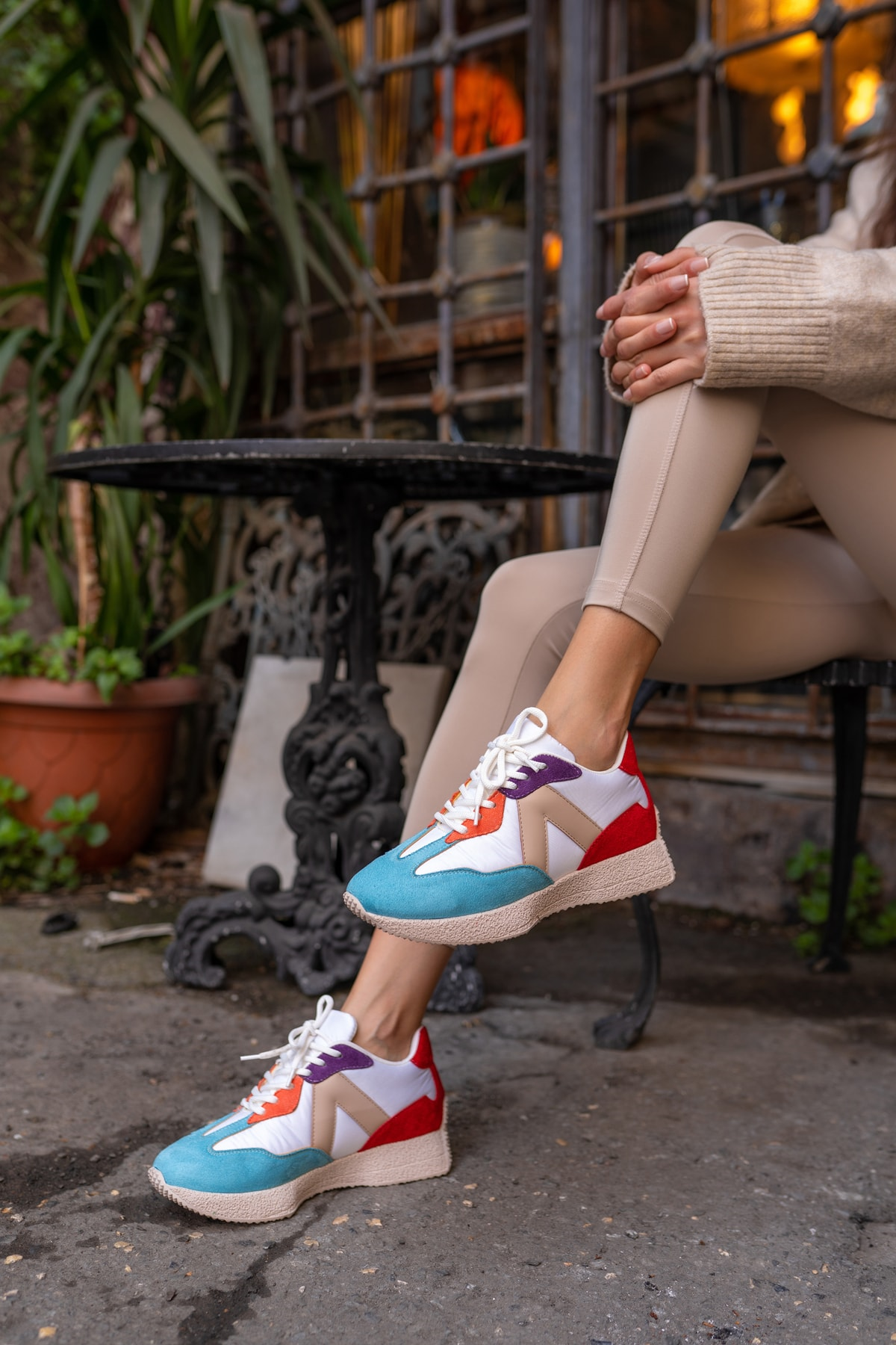 Cindia Kadin Mavi Beyaz Multi Sneakers