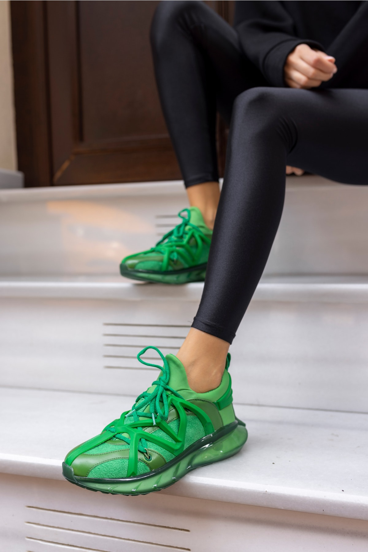 Boey Kadin Yeşil Dalgiç Kumaş Detay Sneaker