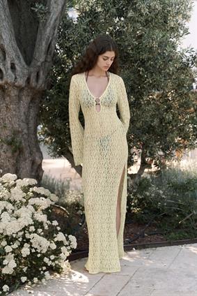 MAİ COLLECTIONCaroline Dantelli Sarı Uzun Elbise