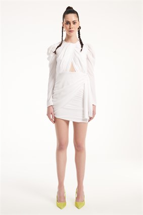 SPRING AFFAIR''MONICA'' Kesik Detaylı Mini Beyaz Elbise