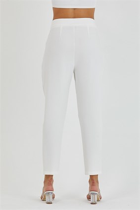  LooksGreatLooksGreat Kadın Ekru Pileli Klasik Kesim Pantolon LG-OZ124RLX-02 LGOZ124RLX