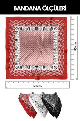 ModabutikKadın Gri Geometrik Desenli Bandana