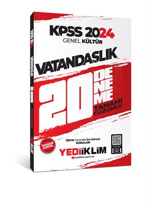 Yediiklim Yayınları 2024 KPSS Genel Kültür Vatandaşlık Tamamı Çözümlü 20 Deneme