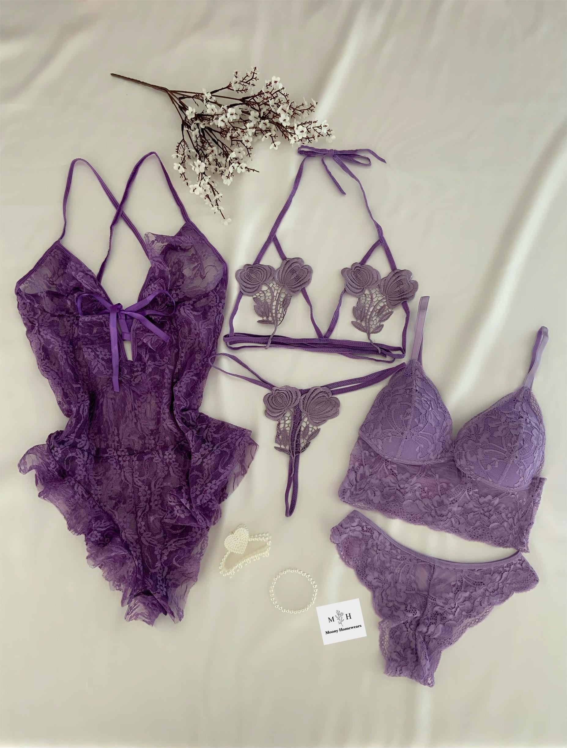 5'li Lila Fantezi Set
