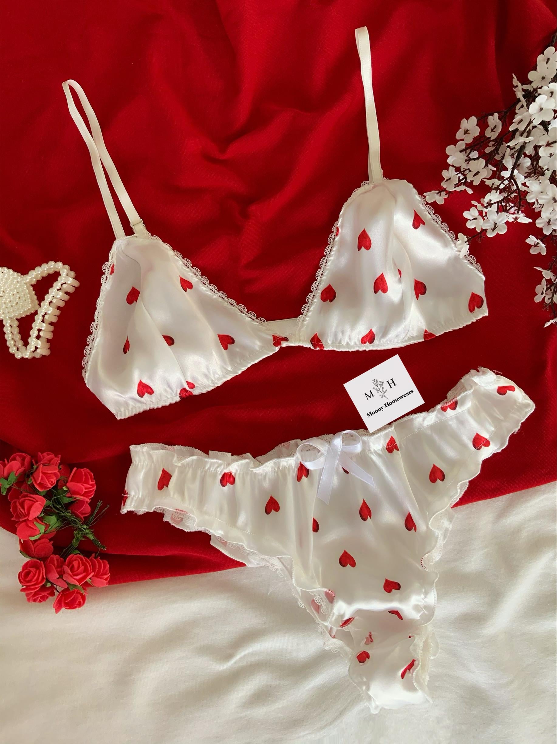 Babydoll Kırmızı Kalp Bralet Takımı