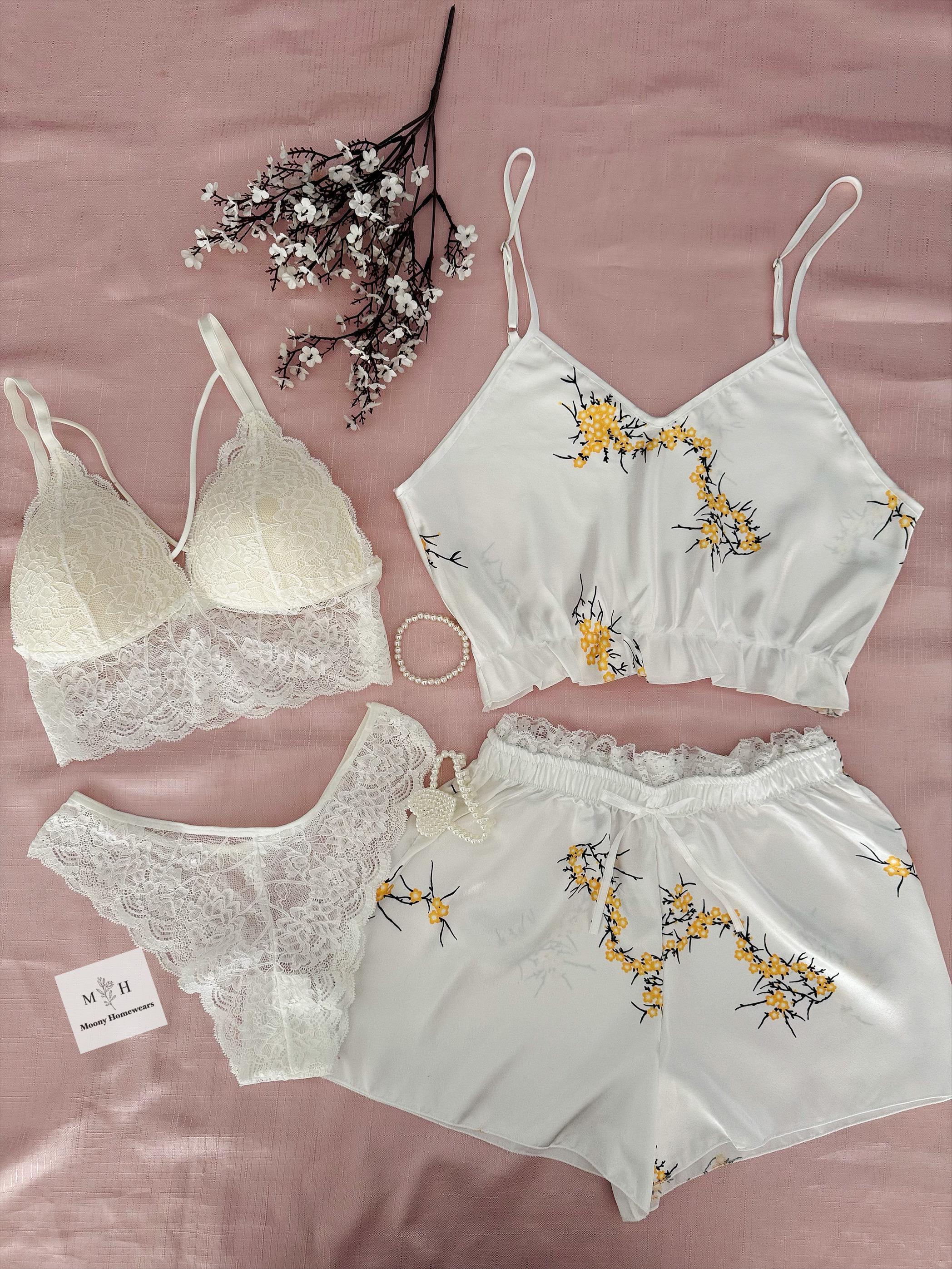 Kehribar Şortlu Saten Takım