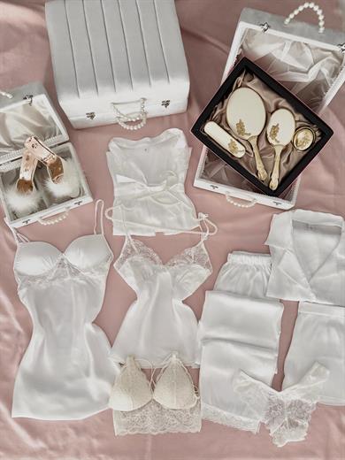 Beyaz Gelin Bohça Seti Calve