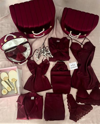 Hürrem Bordo 17'li Bohça Seti 