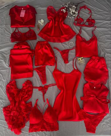 Kutulu 16 Parça Sırbis Kırmızı Çeyiz Seti 