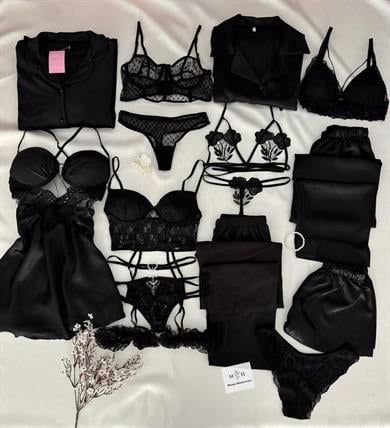 Kutulu Aras 13 Parça Siyah Lüks Çeyiz Seti